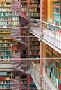 Spiral staircase in bookcase in library at Rijksmuseum at Amsterdam, Netherlands