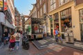 People at streets of Amsterdam during spring time