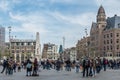 Amsterdam , Netherlands - April 31, 2017 : People enjoying the dam square in the city Royalty Free Stock Photo