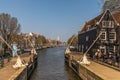 Amsterdam, Netherlands, April 2022. The St. Antonie lock and the Munttoren in Amsterdam.