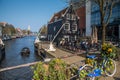 Amsterdam, Netherlands, April 2022. The St. Antonie lock and the Munttoren in Amsterdam.
