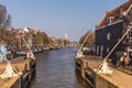 Amsterdam, Netherlands, April 2022. The St. Antonie lock and the Munttoren in Amsterdam.