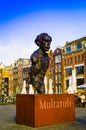 AMSTERDAM, NETHERLANDS, APRIL, 23 2018: Statue of Dutch writer Eduard Douwes Dekker 1820-1887 known as Multatuli, famous