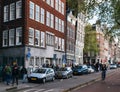 Traditional houses tilted in different directions in Amsterdam