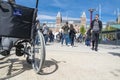 Amsterdam , Netherlands - April 31, 2017 - Wheelchair standing in the middle of the crowd on museumplein in Amsterdam