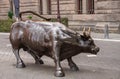 Raging bull statue at stock exchange, Amsterdam, Netherlands