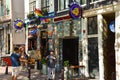Amsterdam, Netherlands. August 2022. The colored facade of a coffee shop ion Amsterdam