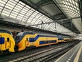 Central depot in Amsterdam with DDZ DubbelDekkerZonering trains laid up