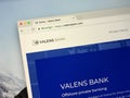 Homepage of Valens Bank