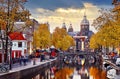 Amsterdam, Netherlands. Autumn sunset in Red-light district. Royalty Free Stock Photo