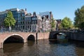 Amsterdam, The Netherlands, May, 2018: Beautiful and romantic view of the canals and typical houses from Unesco world heritage cit