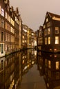 Amsterdam canal at night, Netherlands