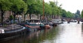 Amsterdam, The Netherlands, city canals, boats, bridges and streets. Unique beautiful and wild European city.