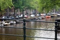 Amsterdam, The Netherlands, city canals, boats, bridges and streets. Unique beautiful and wild European city. Royalty Free Stock Photo