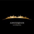 Amsterdam Netherlands city skyline silhouette black background Royalty Free Stock Photo