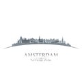 Amsterdam Netherlands city skyline silhouette white background