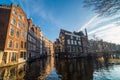 Amsterdam Netherlands dancing houses over Amstel River Royalty Free Stock Photo