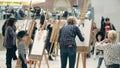 AMSTERDAM, THE NETHERLANDS - DECEMBER 26, 2017. Amateur portrait drawing contest for kids and adults