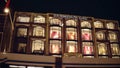 AMSTERDAM, NETHERLANDS - DECEMBER 28, 2017. Hudson`s Bay departmen store facade in the evening