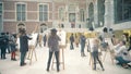 AMSTERDAM, NETHERLANDS - DECEMBER 26, 2017. Portrait drawing contest for kids and adults