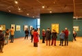 Amsterdam, Netherlands - December, 2022: Vincent Van Gogh Museum interior in Amsterdam, Netherlands with visitors