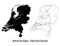 Amsterdam, Netherlands. Detailed Country Map with Location Pin on Capital City. Royalty Free Stock Photo