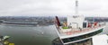 18.04.2023. Amsterdam, Netherlands. drone panorama of Amsterdam's viewpoint and the city on a cloudy day