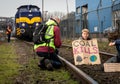 Young climate activist with a sign saying \