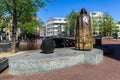 Amsterdam, Netherlands, Europe, September 1 2021 Bronze monument to Benedict Spinoza great Dutch philosopher who made