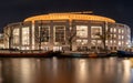 The Stopera at night, building complex housing both the city hall of Amsterdam and the Dutch National Opera and Ballet Royalty Free Stock Photo