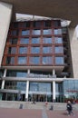 The facade of Amsterdam Public Library OBA in Amsterdam, Netherlands