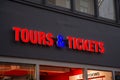 Tours & Tickets logo above the entrance. offer a huge range of tickets Royalty Free Stock Photo