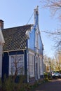 Amsterdam, Netherlands. February 2023. The wooden facades of the houses in Broek in Waterland.