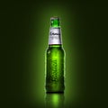 Grolsch Beer bottle on a green background,