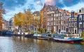 Amsterdam, Netherlands. Houseboats, floating houses