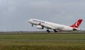 Turkish Airlines Airbus A330-343 TC-LOD passenger plane taking off from Amsterdam Schiphol Airport Royalty Free Stock Photo