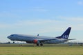 Amsterdam the Netherlands - January 7th 2018: LN-RGA SAS Scandinavian Airlines Boeing 737-800 Royalty Free Stock Photo