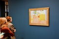 Amsterdam, Netherlands. January 2023. Visitors admire paintings by Vincent van Gogh in Amsterdam. Royalty Free Stock Photo