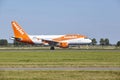 Amsterdam Airport Schiphol - Airbus A319-111 of easyJet lands Royalty Free Stock Photo