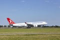 Amsterdam Airport Schiphol - Airbus A330-223 of Turkish Airlines lands Royalty Free Stock Photo