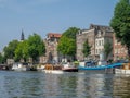 Boats along Amsterdam`s beautiful canals