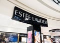 AMSTERDAM, NETHERLANDS - JULY 18, 2018: Estee Lauder billboard in shopping centre.