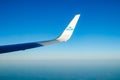 Amsterdam, Netherlands - 17 July 2021: KLM Plain wing over blue sky. Flight from Amsterdam to Helsinki
