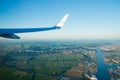 Amsterdam, Netherlands - 17 July 2021: KLM Plain wing over Holland. Flight from Amsterdam to Helsinki