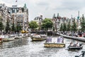 Amsterdam, Netherlands - July 18, 2018: Life in the canals of Amsterdam. City centre