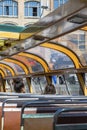 Tourists inside the pleasure boat in Amsterdam Royalty Free Stock Photo