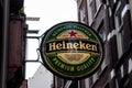 AMSTERDAM, NETHERLANDS- 11 June 2018 - Brand logo of Heineken in Royalty Free Stock Photo