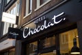 Hotel Chocolat shop logo. Hotel Chocolat is a British chocolate manufacturer and cocoa grower.