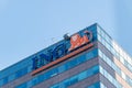 ING bank sign and logo. ING Group is a Dutch multinational banking and financial services corporation headquartered in Amsterdam