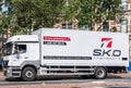 Large white SKO transport truck, Amsterdam Netherlands